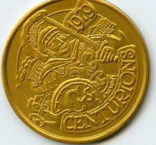 Mardi Gras Doubloon Krewe of Centurions 2003 Aluminum Gold