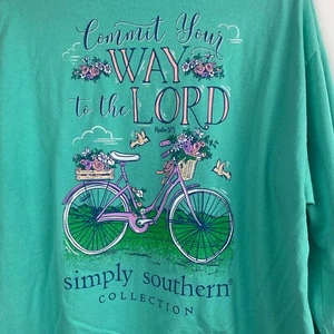 Simply Southern T-Shirt Green Logo "Commit Your Way To The Lord" Cotton Size XL - Picture 1 of 6