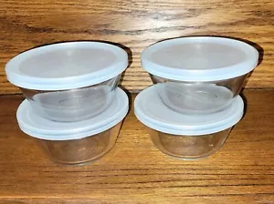 4 Anchor Hocking Custard Cups Bowls Clear 6 oz 177 ml with Lids - Picture 1 of 3