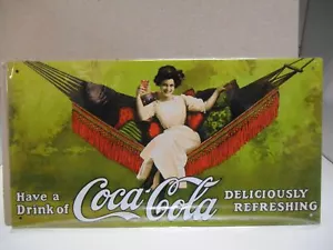 PLACA/PLAQUE/PLATE METAL DECORACION " HAVE A DRINK OF COCA-COLA " 30m x 16cm - Foto 1 di 1