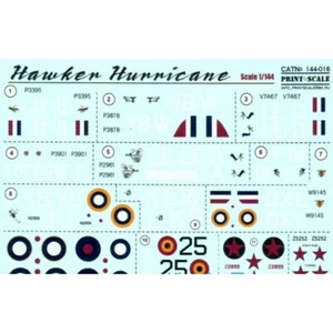 Calcomanía impresa escala 144-016 para avión 1:144 Hawker Hurricane tobogán acuático calcomanías - Imagen 1 de 3