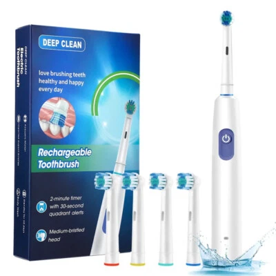 Electric Toothbrush Rechargeable Pro Rotating Brush with 4 Heads Timer 5 Modes - Imagem 1 de 4