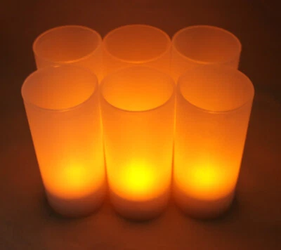 6 Pieces New LED Rechargeable Candles Battery Tea Light For Restaurant Bar Home - Image 1 of 2
