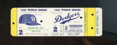 1956 World Series Ticket Game 2 | Full Ticket | Yellow | Brooklyn Vs. New York - Image 1 of 2