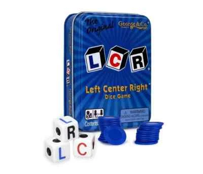 LCR - Left Center Right Dice Game by George & Company - Blue Tin Box/Free Ship - Image 1 of 2