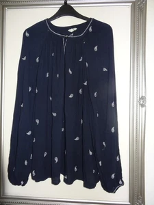 Camicia donna Monsoon blu navy ricamata manica lunga taglia XL - Foto 1 di 6
