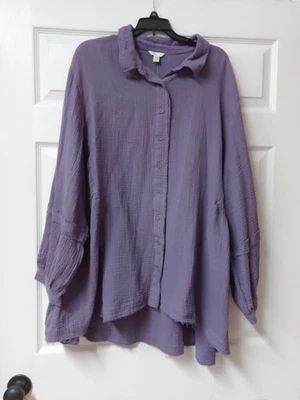 Blusa Campesina Cato Talla Grande 22/24 Lila Púrpura Manga Globo  Foto 1 de 4
