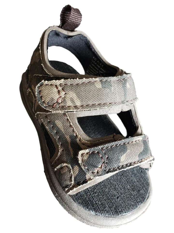 Little Boys Army Green Camo Print Kids Strappy Canvas Sandal Summer Shoes 2 - Image 1 of 1