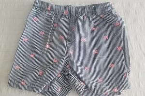 Carter's Blue/white Stripe Shorts with Pink Crab Design - size girl 9 months - Picture 1 of 1
