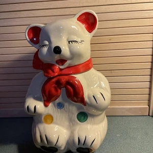 Tarro de galletas vintage de oso blanco y lunares - Imagen 1 de 7