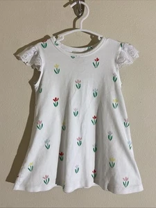 Beaufort Bonnet Company weiß Ösen Spitze Tulpe Blume Pima Baumwolle Kleid Mädchen 3T - Bild 1 von 9