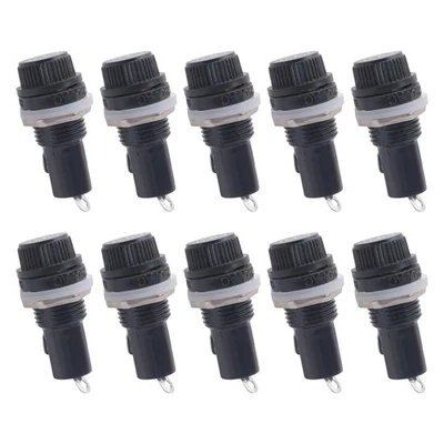 10Pcs 10A AC 250V 5mm x 20mm Panel Mounted Plastic Fuse Holder Socket D8X42412 - Image 1 of 4