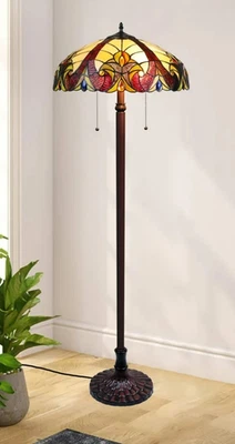 Floor Lamp Tiffany Style Stained Glass with Victorian Design Shade - Image 1 of 4
