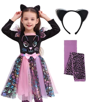 Cute Cat Costume for Girls - Toddler Dress for Halloween  Dress Up Party - Image 1 of 4