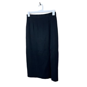 Schwarzer Bleistiftrock Schlitz Knopfleiste Taille Größe 14 - Bild 1 von 6