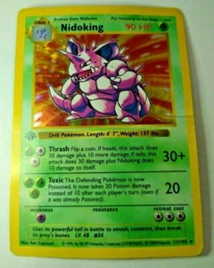 RARE 1999 Pokémon Base Set 1st First Edition Shadowless NIDOKING #11 Card Holo - Picture 1 of 11