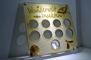 Acrylglas u. Holz Aufsteller für 5 Euro Münzen Wunderwelt Insekten Insektenreich - Bild 1 von 8