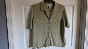 EUC Alfred Dunner Kurzarm Pullover Damen Large salbeigrün Häkeloptik! - - Bild 1 von 8