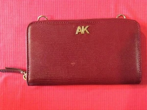 Ann Klein Zip Around Wallet Red Leather - Picture 1 of 3