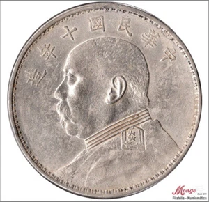 China 1 Yuan 1921 año 10 / 26,70 gr. plata / 7 caracteres - limpiada MBC+ - Bild 1 von 2