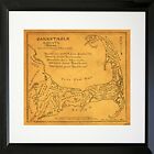 Framed Vintage Cape Cod Barnstable County Map 1685 18X18 Art Print