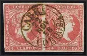 Andalucía. Filatelia.º Used 48 (2) . 1856. 4 Quarter Red, Pareja. - Picture 1 of 1