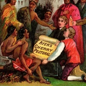 Victorian Trade Card Ayer's Cherry Pectoral - Penn's Treaty Scene - Picture 1 of 3