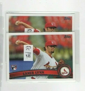 2011 Topps Update LANCE LYNN ST. LOUIS CARDINALS US114 2X LOT ROOKIE RC - Picture 1 of 1