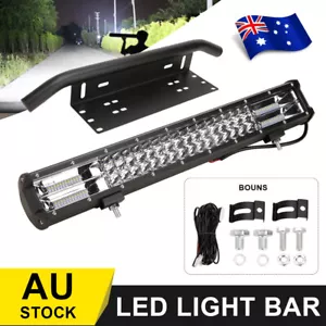 288W 20'' LED Light Bar Kit Spot Flood Combo Beam Offroad + Number Plate Wiring - Picture 1 of 12