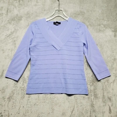 Suéter Spense Mujer Medio Púrpura Manga 3/4 Tejido Suéter Top Acanalado Rayas Foto 1 de 4