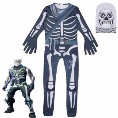 Outfits Halloween Skull Trooper Kids Video Game Costume Cosplay Fancy Jumpsuit Foto 1 de 4