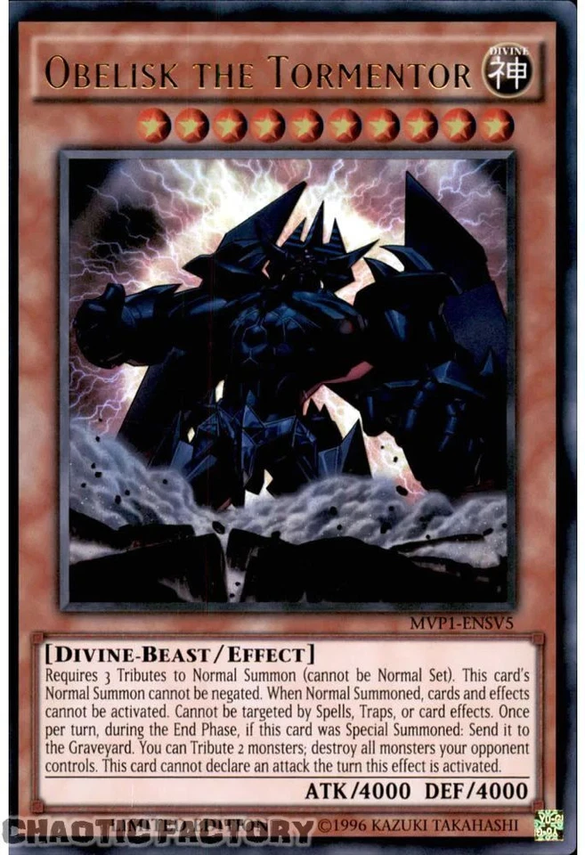 YUGIOH MVP1-ENSV5 Obelisk the Tormentor Ultra Rare Limited Edition NM - Image 1 of 1