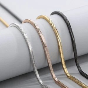 3mm 22'' Women Mens Square Snake Chains Necklace Stainless Steel Jewelry Gifts - Picture 1 of 13