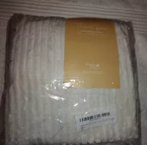 Ashler Corduroy Soft Velvet Striped Throw Pillow Cases 20" x 20" Off White 2 Pc - Picture 1 of 4