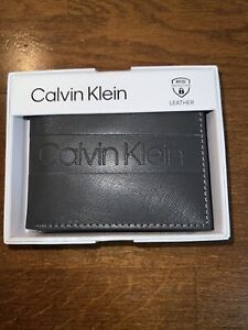 Calvin Klein Men's RFID Blocking Leather Bifold Wallet Grey