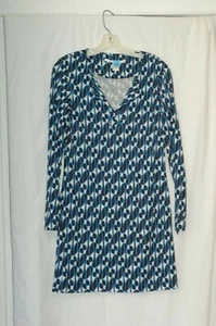 Diane von Fürstenberg Damen Kleid blau schwarz Seide Trikot Gr. 8 Langarm - Bild 1 von 10