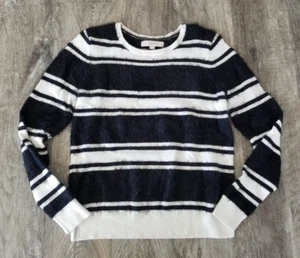 Ann Taylor LOFT schwarz & weiß gestreifter Damenpullover M MEDIUM Kamel Haarmischung - Bild 1 von 3