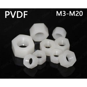PVDF Kunststoff Sechskantmuttern Sechskantmuttern M3 M4 M5 M6 M8 M10 M12 M14 M16 M18 M20 - Bild 1 von 5
