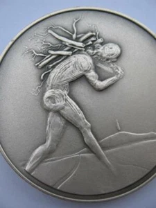 ISSACHAR FROM THE 12 TRIBES OF ISRAEL SALVADOR DALI PURE SILVER 3-OZ. COIN+GOLD - Picture 1 of 12