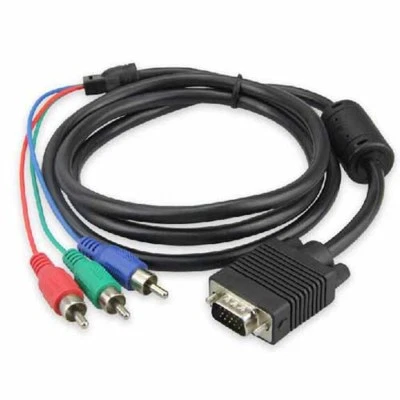 VGA To 3 RCA Male Component AV Video Converter Adapter Cable PC TV HDTV - Bild 1 von 3