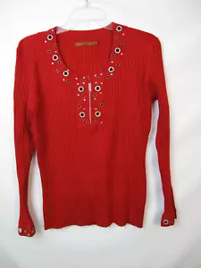 Belldini Stricktop Damen XL rot Borte Kristall Reißverschluss Nieten W-97 - Bild 1 von 7