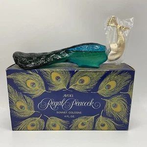 Vintage Avon Sonnet Cologne 4 FL. oz. Regal Peacock Turquoise Bottle New - Picture 1 of 4
