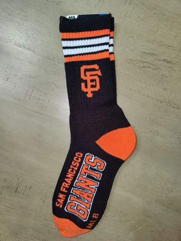 San Francisco Giants Mens Black 4 Stripe Deuce MLB Team Crew Socks Medium Cover