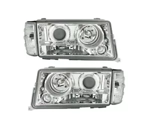 Set Headlights TFL for Mercedes 190E W201 1983-1993 VP515 Clear Glass Chrome LHD - Picture 1 of 5