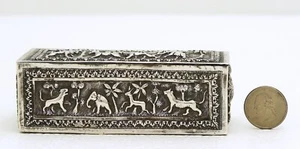 Swami Style Silver Raj India Colonial Curio Box 2 Compartment Figural Animal - Picture 1 of 8