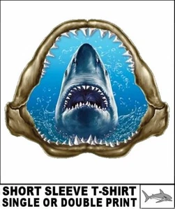 GREAT WHITE SHARK MAN EATER JAWS OCEAN KILLER PREDATOR WHITE DEATH T-SHIRT WS507 - Picture 1 of 12