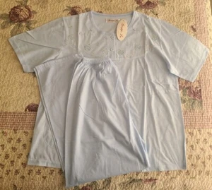 Gruppo Lu Cotton Short Sleeve Top & Crop Pants Sleep Set PJs Blue Floral Size S - Picture 1 of 18