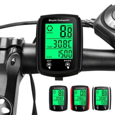 Waterproof Wired LCD Digital Cycle Bike Computer Bicycle Speedometer  D2P3 - Image 1 of 4