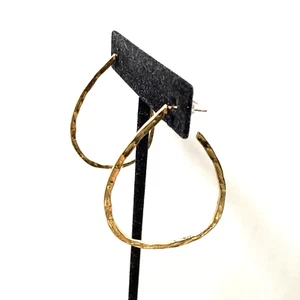 Gold Tone Hammered Textured Oval Hoops 1.5" - Picture 1 of 6