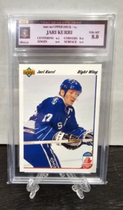 1991-92 Upper Deck #24 Jari Kurri Hockey HOF Edmonton Oilers VGT Graded 8 NM/MT - Picture 1 of 3